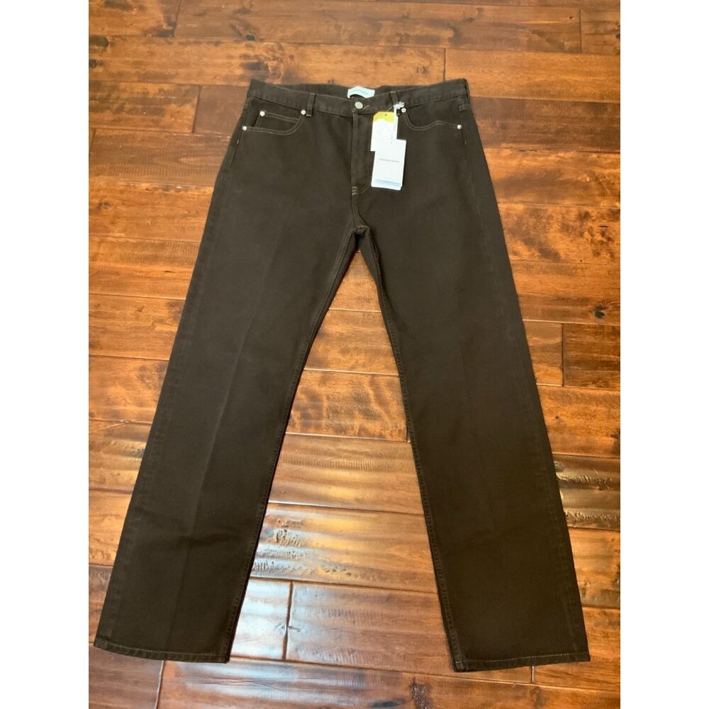 Ferragamo Espresso Brown Denim Straight Leg Jeans NWT $730, Size 38 | 54